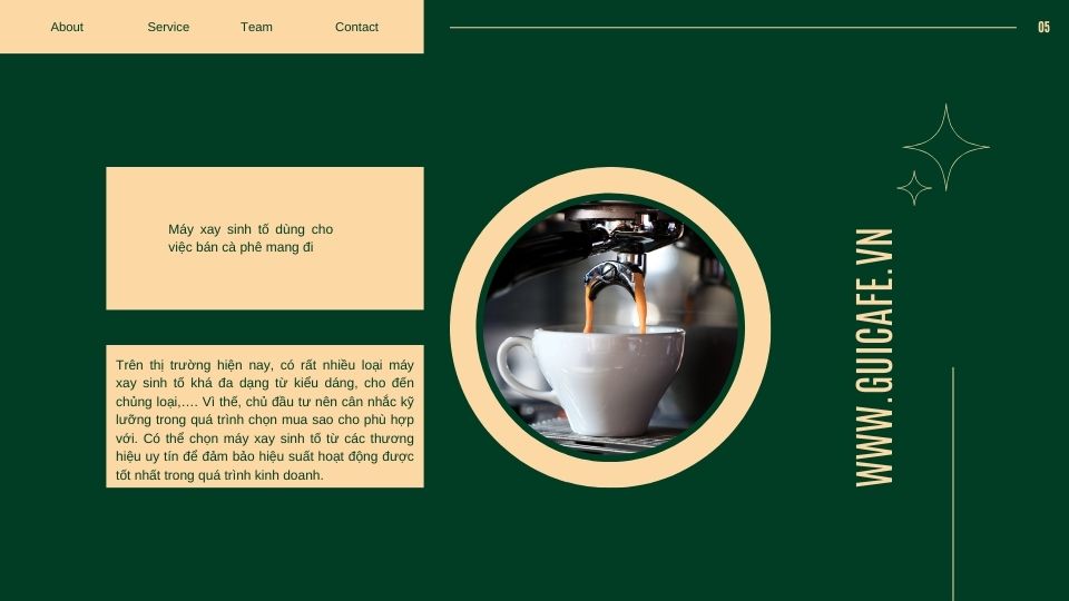 Máy xay sinh tố dùng cho việc bán cà phê mang đi