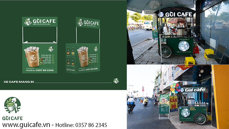 Sang nhượng xe cà phê mang đi Gùi cafe